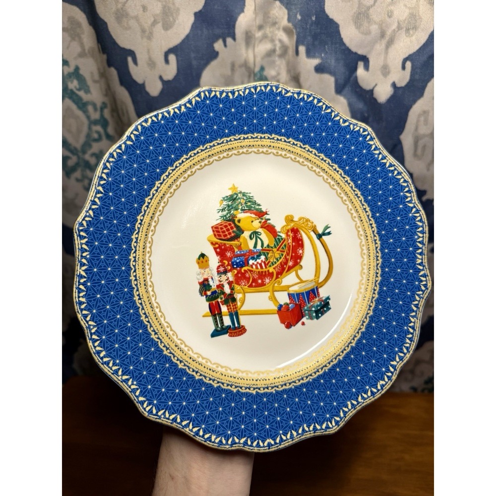 VTG Robert Stanley Home Collection Blue 2PC Christmas Nutcrackers Plates 8.8 in - Picture 3 of 12